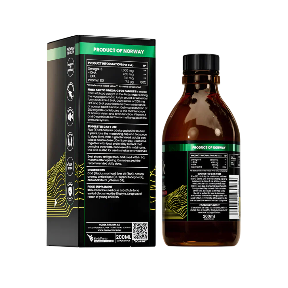 Arktična tekočina-tekoča omega-3-limonin okus / 100% divjad z Norveške-200 ml