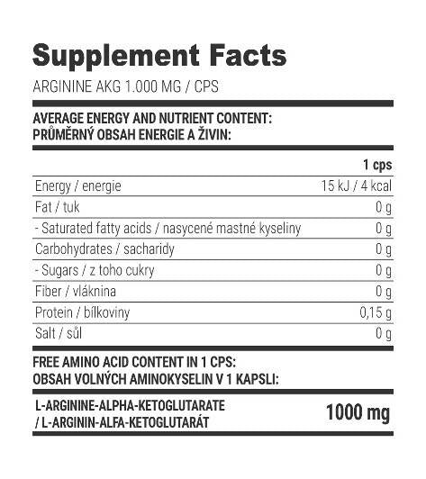 Arginin AKG 1000 mg - 100 kapsul