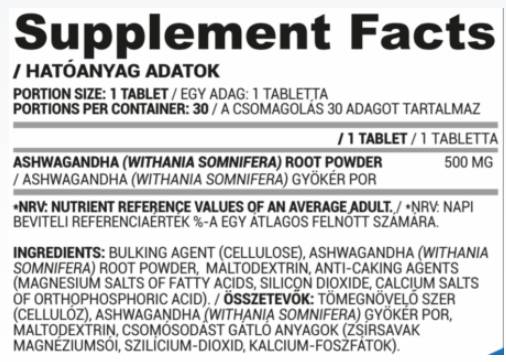 Ashwagandha 500 mg - 30 tablet