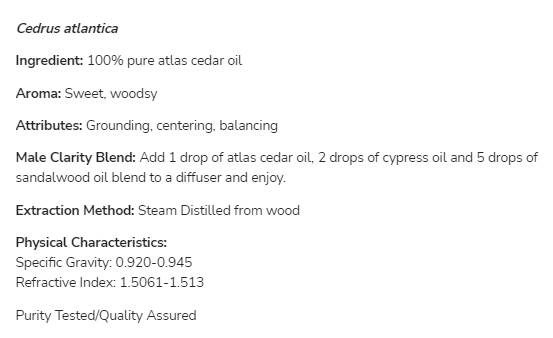 Atlas Cedar Oil | 100% čista Cedrus Atlantica - 30 ml