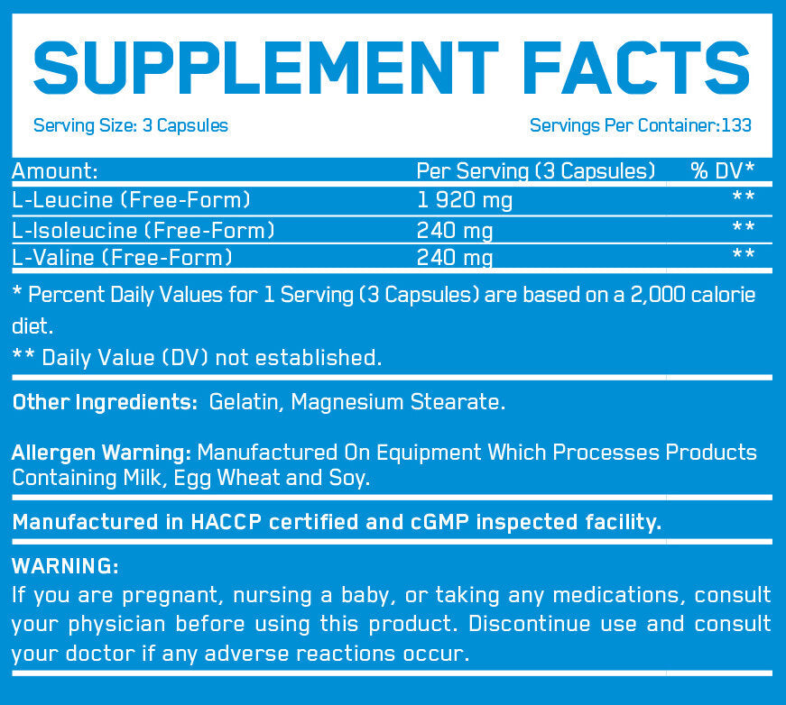 BCAA 8: 1: 1 800mg / 400 Caps.
