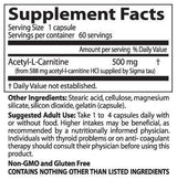 Najboljše acetil-L-karnitin 500 mg-120 kapsul