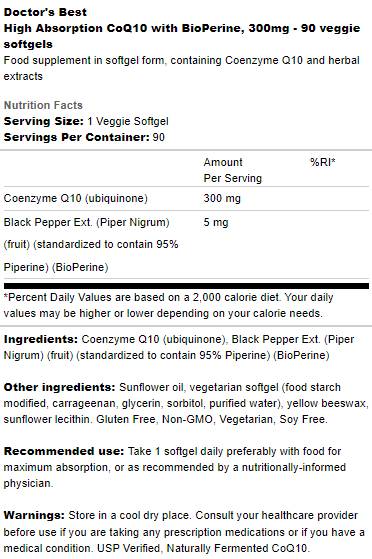 Najboljši CoQ10 z bioperinom 300 mg - 90 gel kapsul