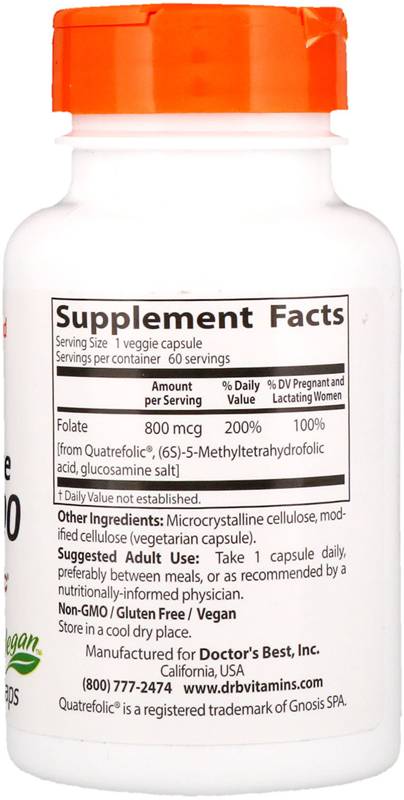 Najboljši popolnoma aktivni folat 800 mcg - 60 kapsul