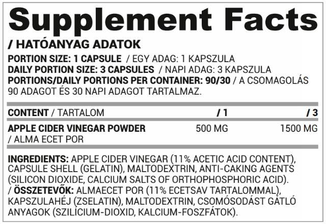 Jabolčni kis 500 mg - 90 kapsul