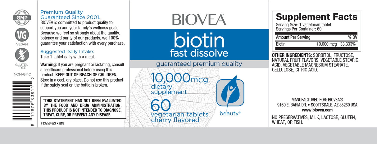 Biotin 10.000 zavihki za hitro raztopljenje / 60