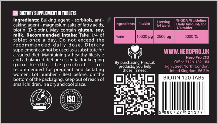 Biotin 10.000 mcg - 120 tablet
