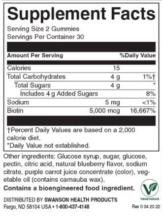 Biotin Gumies 5000 mcg | Borovnica - 60 žvečilnih tablet