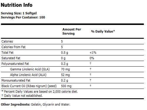 Olje črnega ribeza 500 mg - 100 gel kapsul
