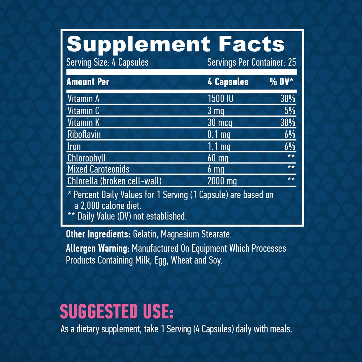Zlomljena celična stena Chlorella 500mg. / 100 kape.