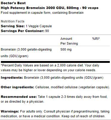 Bromelain 3000 GDU 500 mg | Visoka potenca - 90 kapsul