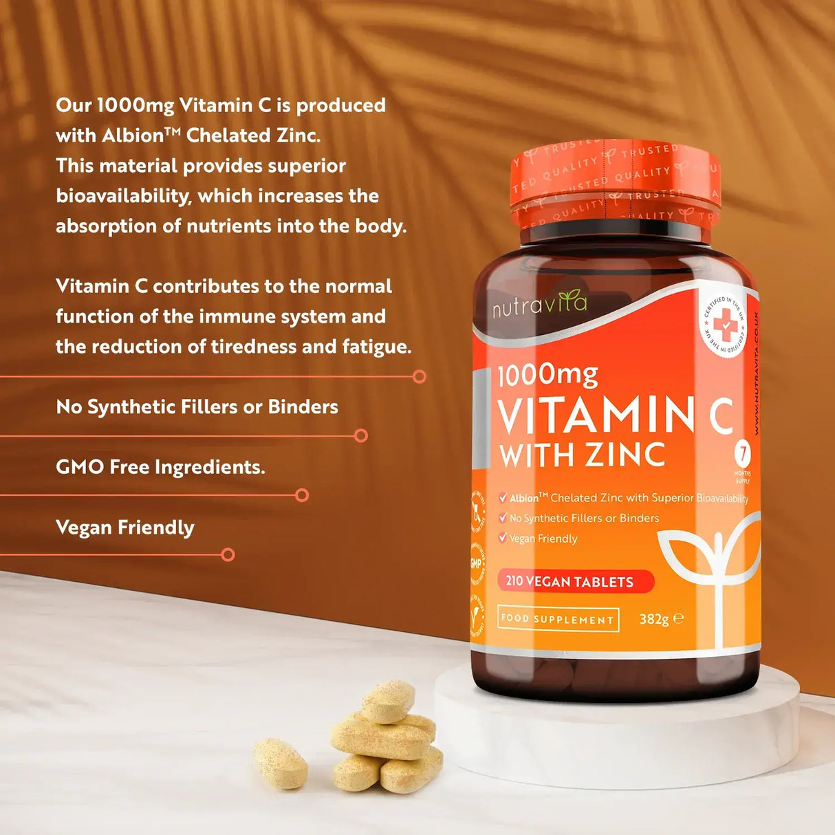 Vitamin C 1000 mg s cinkom (Albion® Cink) 15 mg 210 tablet <tc>Nutravita</tc>