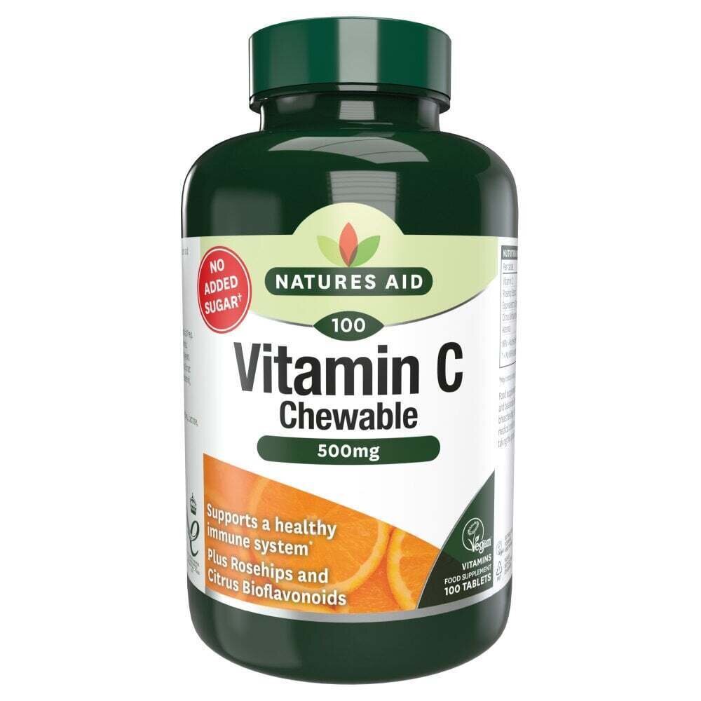 Vitamin C z vrtnimi boki, bioflavonoidi in acerola (vitamin c žvečilni) 500mg 100 žvečilnih tablet Naturesaid