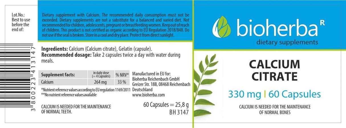 Kalcijev citrat 200 mg - 60 kapsul