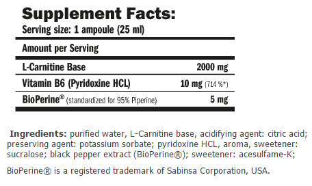 Carniline ® Pro Fitness 2000 / 25ml. / 1 ojačevalnik.