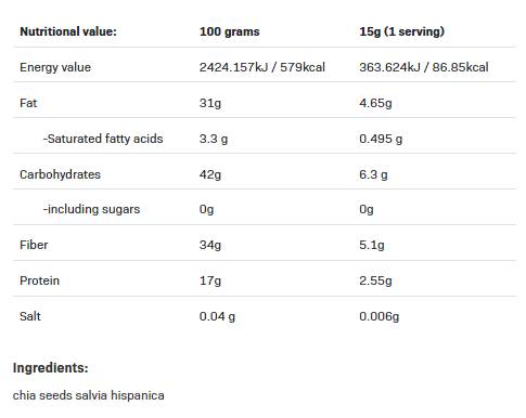Chia | 100% naravno - 500 gramov