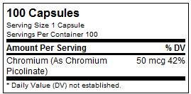 Krom picolinate 50 mcg - 100 kapsul