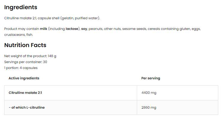 Citrulline 4400 | Citrulline Malate Caps 120 kapsul