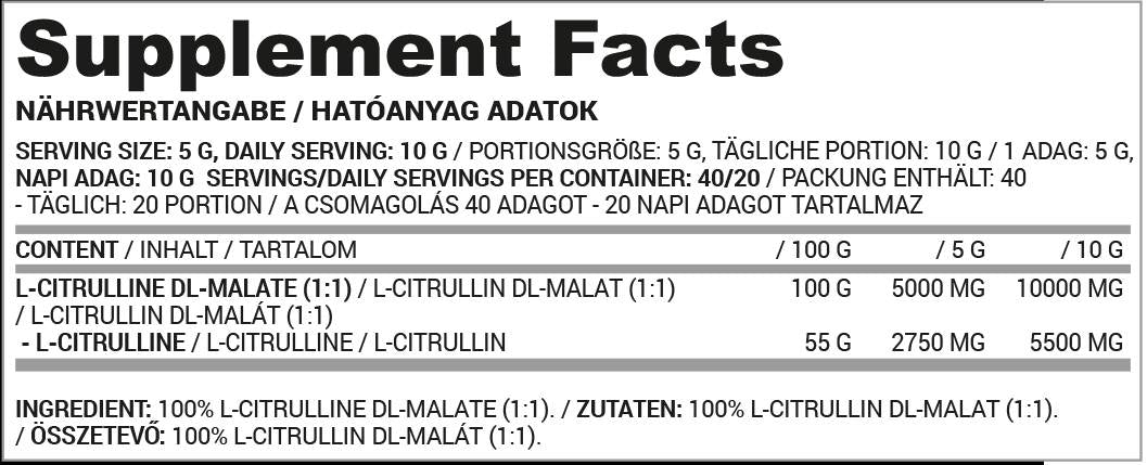 Citrulline Malate v prahu | 100% čista - 200 gramov