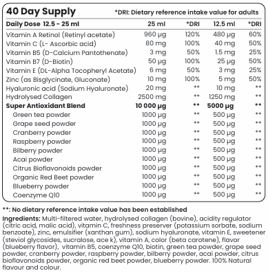 Kolagen z retinolom, hialuronic, CoQ10 - (20/40 odmerkov, 500 ml)