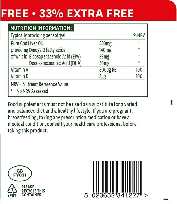 Cod jetrno olje 550mg 120 SoftGels NatureSaid