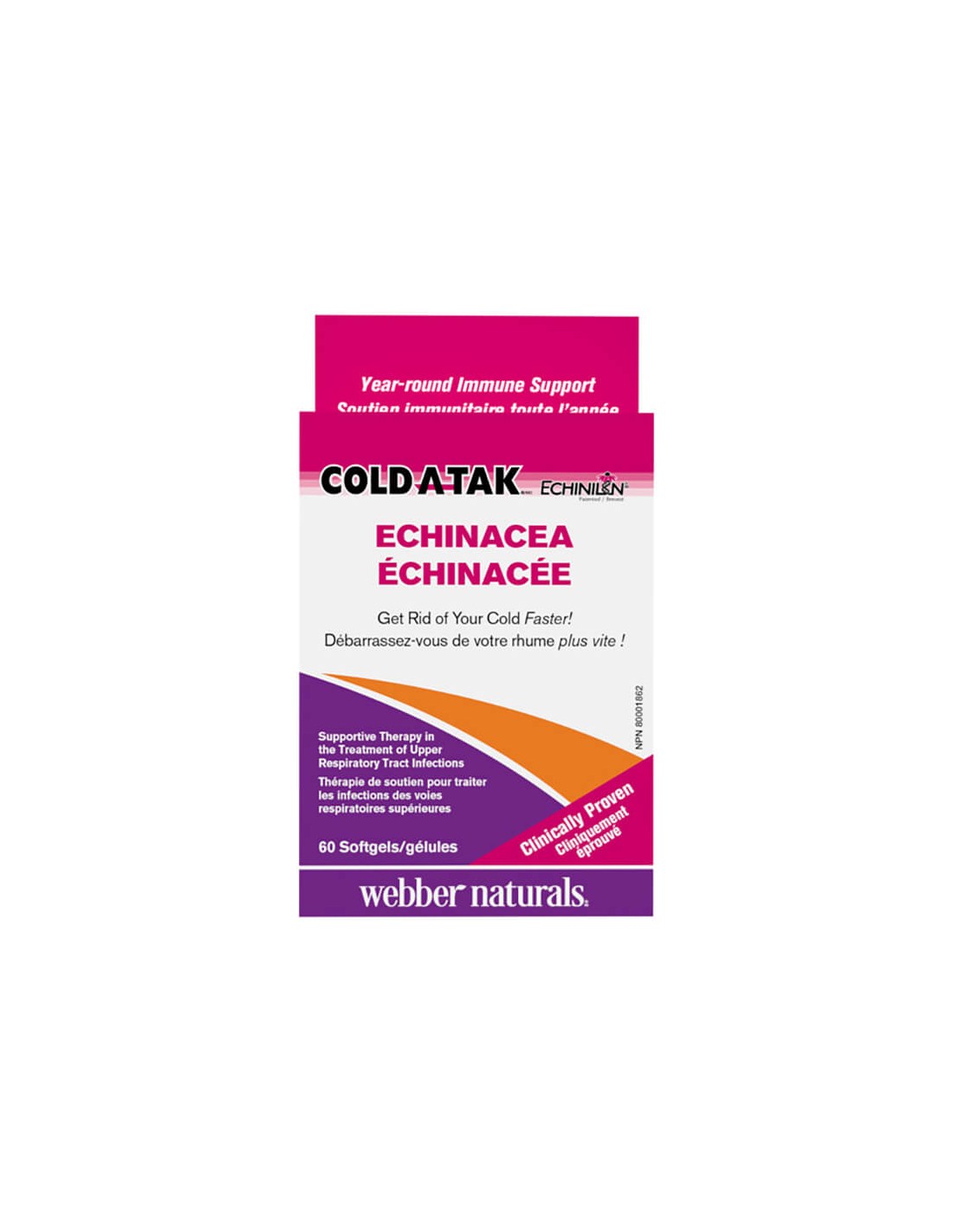Cold -a -tak® ehinacea - echinacea, 250 mg - za prehlad in gripo, 60 kapsul softgela