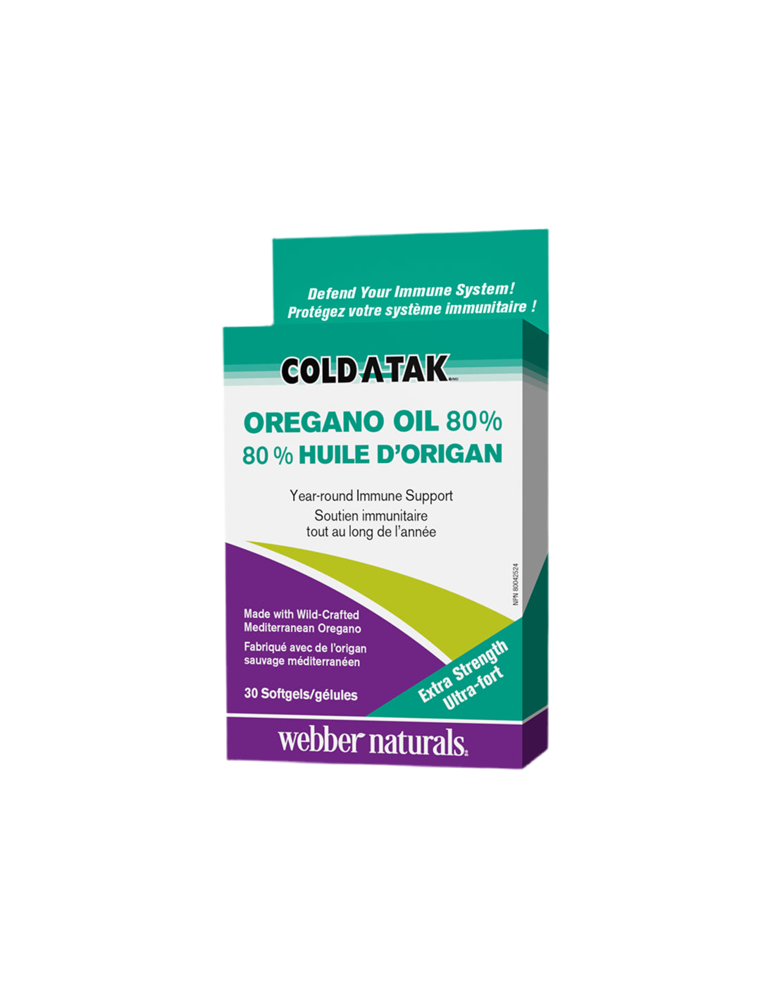 Cold-A-Tak® Oregano Olje dodatna trdnost / Oregano (olje / 80% karvakrol), 180 mg, 30 kapsul mehkegela