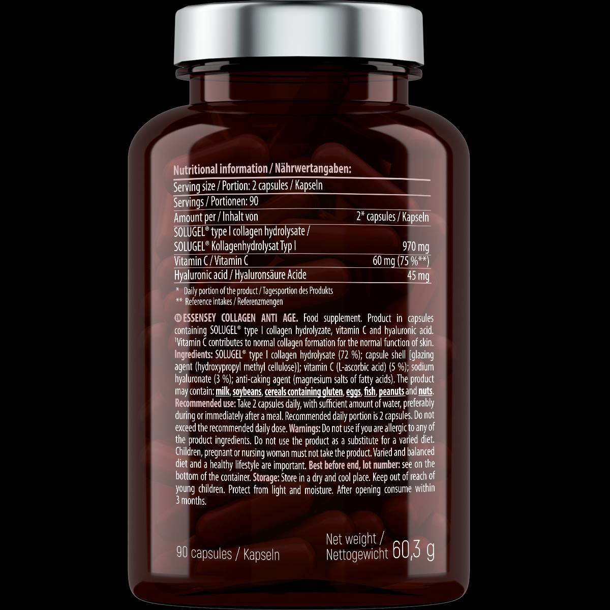 Kolagena proti starosti | z vitaminom C in hialuronskim kislino - 90 kapsul