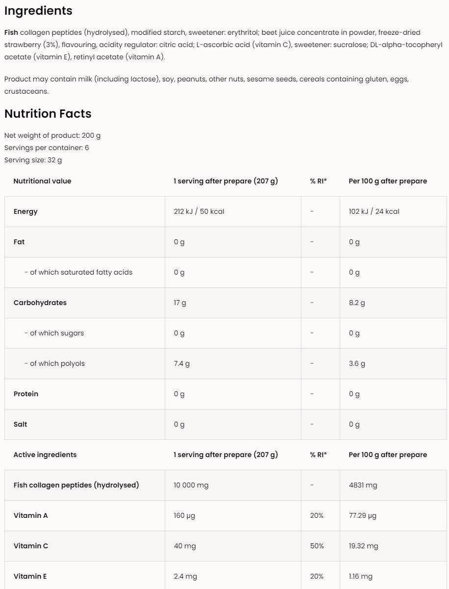 Kolagen poljub | Ribji kolageni peptidi z eritritolom 200 gramov