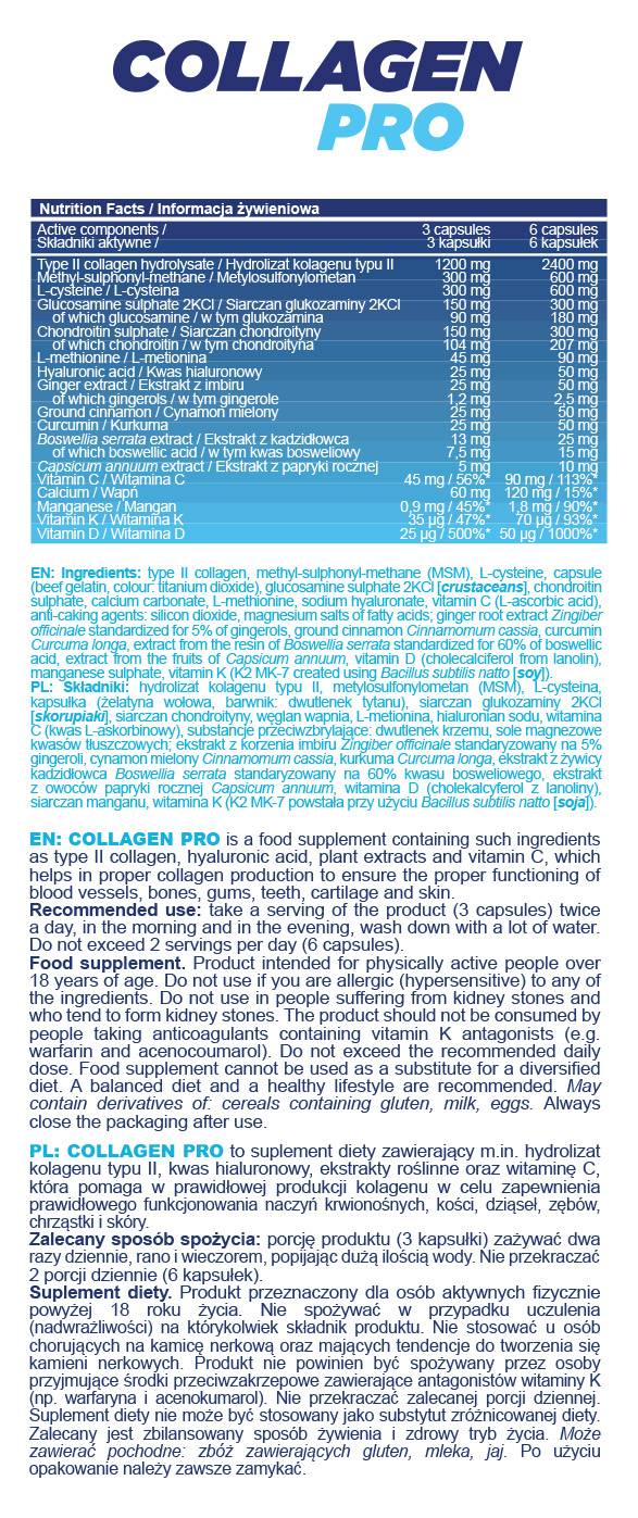 Kolagenski pro Caps | z glukozaminom, hondroitinom, hialuronom, boswellia - 180 kapsulami