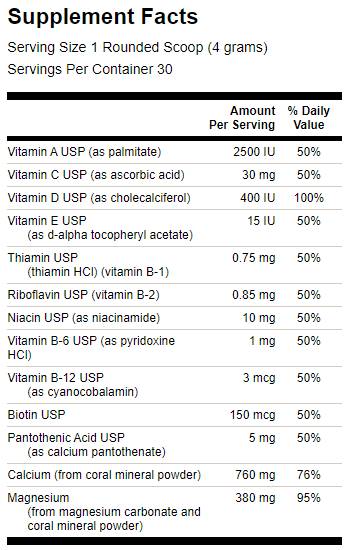 Koral kalcijev kompleks z vitamini 120 gramov