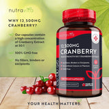 Brusnica - rdeča brusnica 12500 mg 180 Veganske kapsule