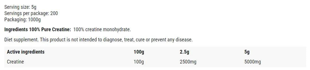 Kreatin monohidrat v prahu - 1000 gramov
