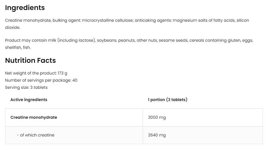 Zavihki kreatin monohidrat 3000 - 120 tablet