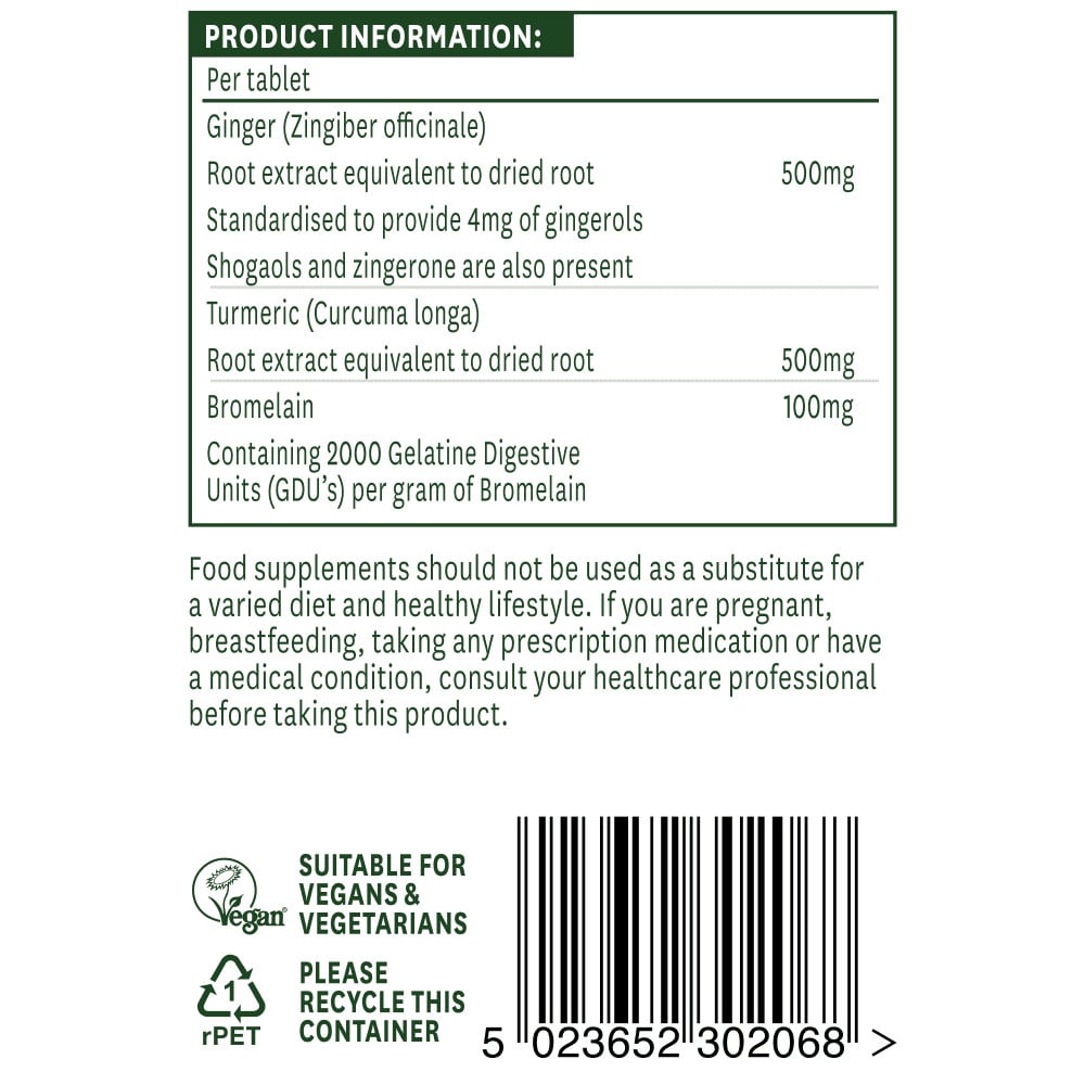Ingver, kurkuma in bromelain 60 tablet Naturesaid