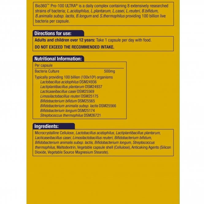 Probiotic Pro-100 Ultra (100 milijard bakterij) 100 milijard. 30 Natursaid kapsule
