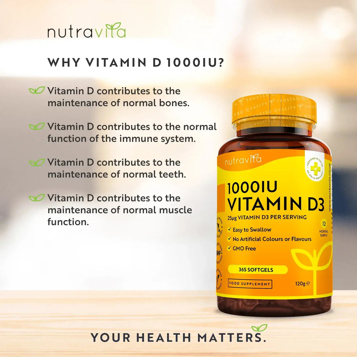 Vitamin D3 1000iu (25UG) 365 Softgels