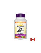 Zdrave kosti in močna imunost - vitamin D3 2500 ie, 180 tablet <tc>Webber Naturals</tc>