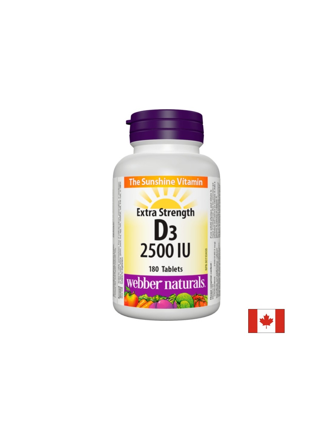 Zdrave kosti in močna imunost - vitamin D3 2500 ie, 180 tablet <tc>Webber Naturals</tc>
