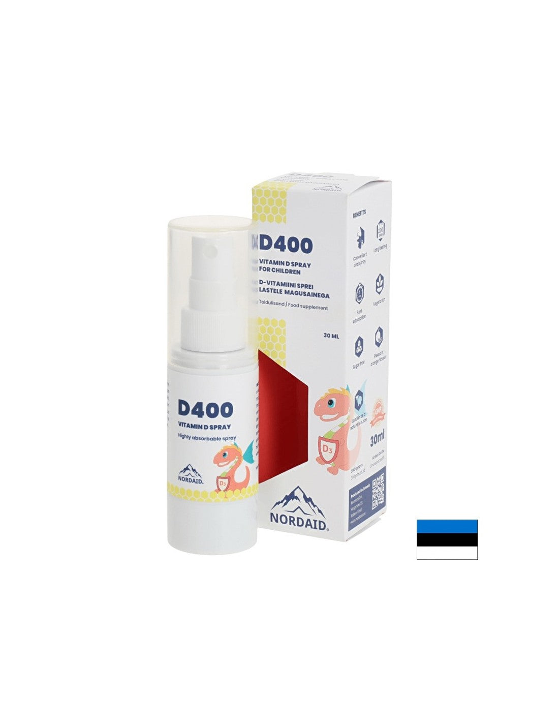 Kosti, zobje in imunska obramba - Vitamin D3 400 IE, pršilo za usta, 30 ml / 200 razprškov <tc>Nordaid</tc>