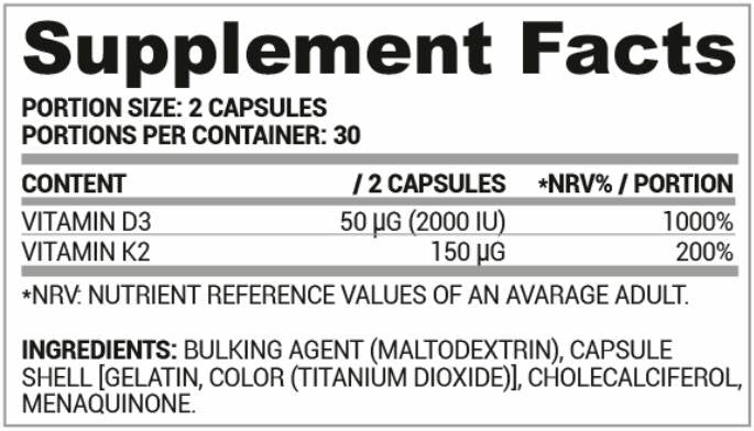 D3 + K2 Vitamin 60 kapsul