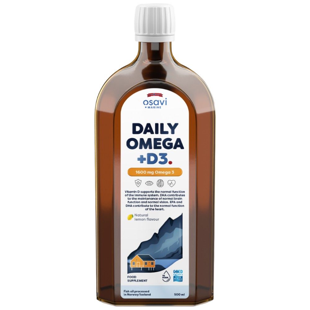 Dnevna omega + D3 tekočina | Naravna limona aromatizirana - 500 ml