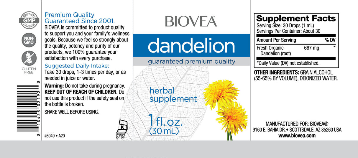 Dandelion tekočinske kapljice / 30 ml