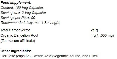 Dandelion Root 500mg - 100 kapsul