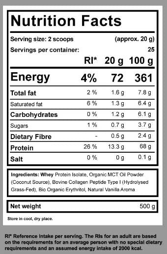 Dieta keto shake | Z MCT, Collagen & WPI - 500 gramov