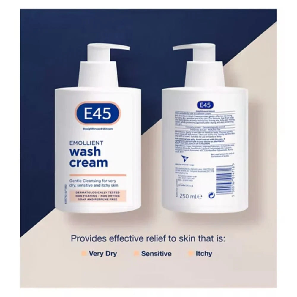 E45 Čistilna krema za suho, občutljivo in srbečo kožo - 250 ml