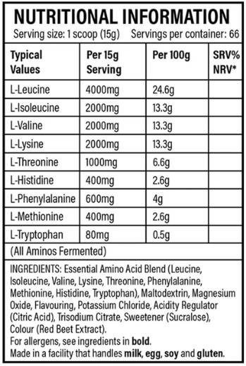 EAA v prahu | Osrednja formula aminokisline - 1000 gramov