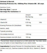 Večerno olje Primrose 1500 mg | Plus vitamin B6 - 60 kapsul