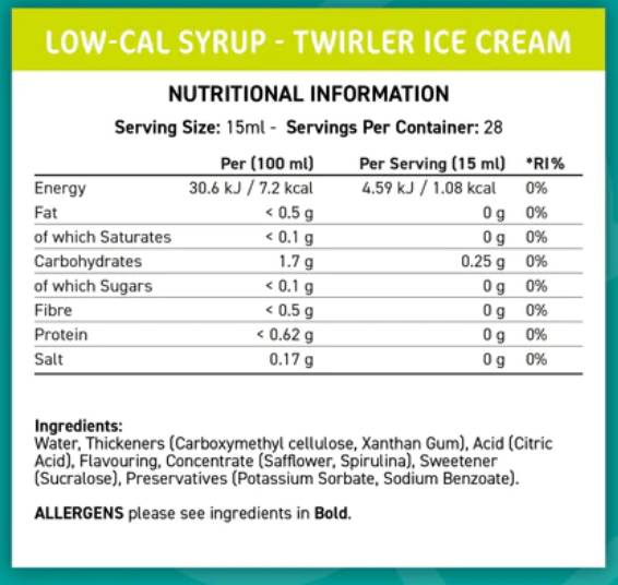 Fit Cuisine nizko-cal sirup | Twirler sladoled - 425 ml