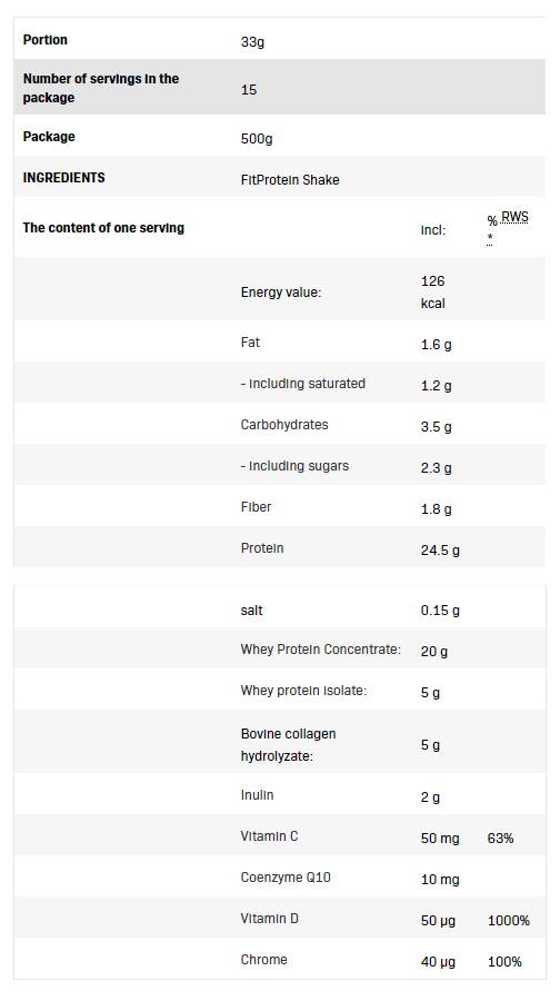 FitProtein Shake | Sirotkine beljakovine s kolagenom - 500 gramov